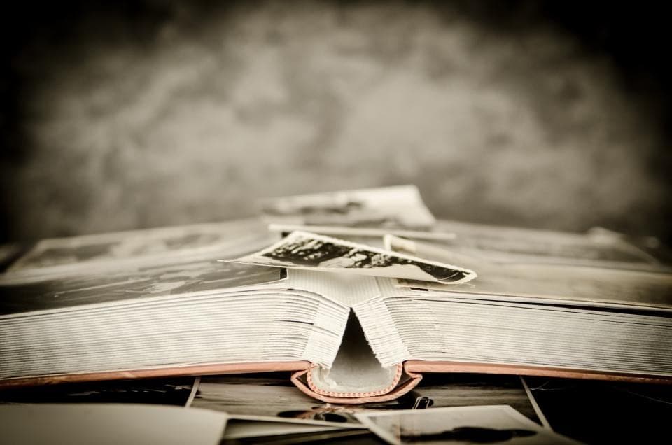 An old photo album lying open